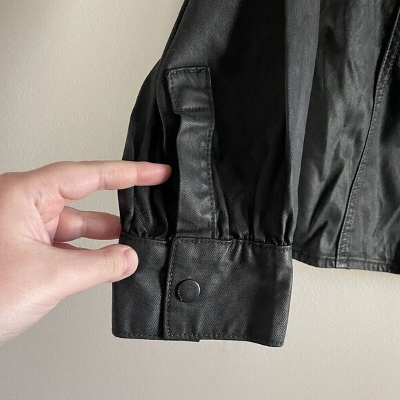 DL1961 Women S Black Medina Puff Sleeve Clarita Coated Button Up Jacket NWT - Picture 5 of 13